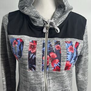 PINK Victoria's Secret Gray Long Sleeve Hooded Zippered Sweatshirt S